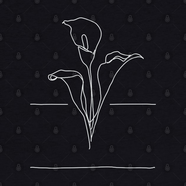 Lily Flowers Line Drawing - White by EnvelopeStudio